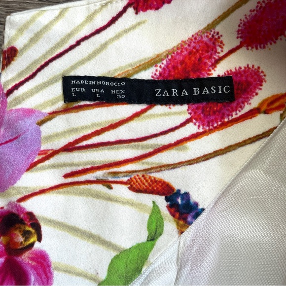 Zara White Cotton Tropical Floral Mini Panel Dress with Back Cutout - Picture 10 of 15
